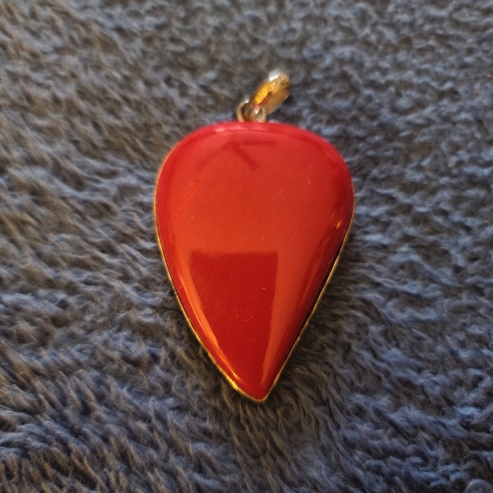Red Stone and Silver Pendant